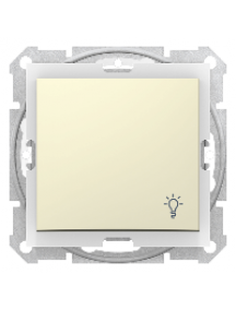 Sedna SDN0900347 - Sedna - 1pole pushbutton - 10A light symbol, IP44 without frame beige , Schneider Electric
