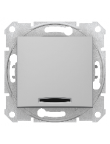 Sedna SDN1400160 - Sedna - 1pole switch - 10AX locator light, without frame aluminium , Schneider Electric