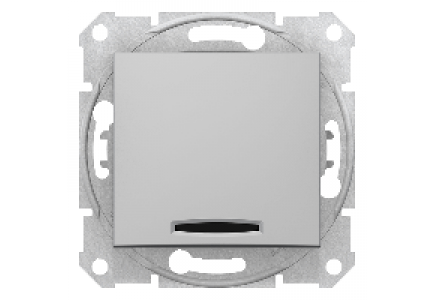 Sedna SDN1400160 - Sedna - 1pole switch - 10AX locator light, without frame aluminium , Schneider Electric
