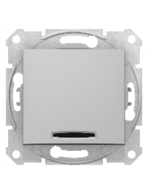Sedna SDN1500160 - Sedna - 1pole 2way switch - 10AX locator light, without frame aluminium , Schneider Electric