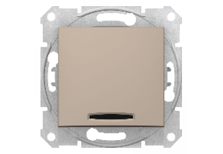 Sedna SDN1500168 - Sedna - 1pole 2way switch - 10AX locator light, without frame titanium , Schneider Electric