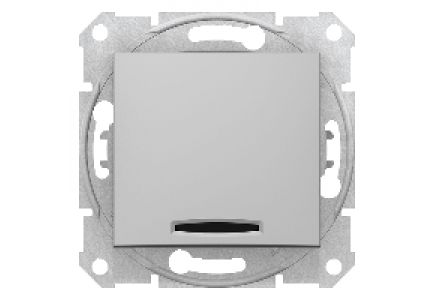 Sedna SDN1600160 - Sedna - 1pole pushbutton - 10A locator light, without frame aluminium , Schneider Electric