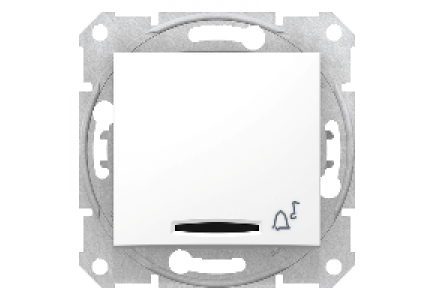 Sedna SDN1600421 - Sedna - 1pole pushbutton - 10A locator light, bell symbol, without frame white , Schneider Electric