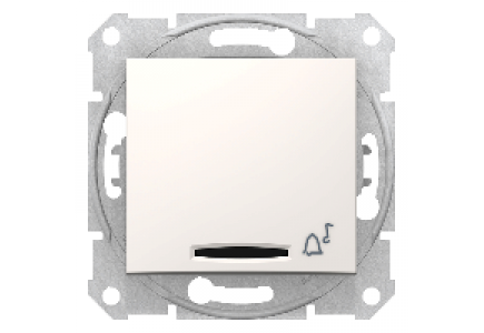 Sedna SDN1600423 - Sedna - 1pole pushbutton - 10A locator light, bell symbol, without frame cream , Schneider Electric