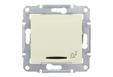 Sedna SDN1600447 - Sedna - 1pole pushbutton - 10A locator light, bell symbol, without frame beige , Schneider Electric