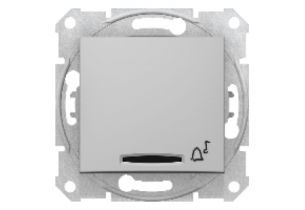 Sedna SDN1600460 - Sedna - 1pole pushb - 10A locator light, bell symbol, without frame aluminium , Schneider Electric