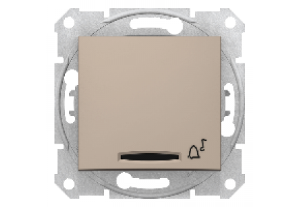 Sedna SDN1600468 - Sedna - 1pole pushbutt - 10A locator light, bell symbol, without frame titanium , Schneider Electric