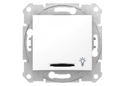 Sedna SDN1800121 - Sedna - 1pole pushbutton - 10A locator light, light symbol, without frame white , Schneider Electric