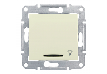 Sedna SDN1800147 - Sedna - 1pole pushbutton - 10A locator light, light symbol, without frame beige , Schneider Electric