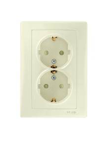 Sedna SDN3000447 - Sedna - double socket-outlet with side earth - 16A shutters, beige , Schneider Electric