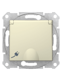 Sedna SDN3100147 - Sedna - single socket outlet, side earth - 16A shutters, lid, wo frame beige , Schneider Electric