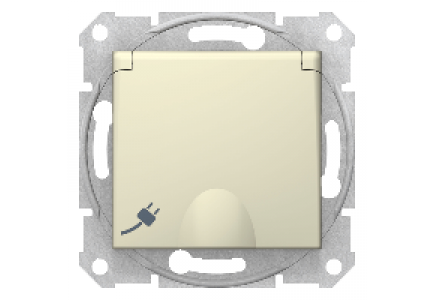 Sedna SDN3100147 - Sedna - single socket outlet, side earth - 16A shutters, lid, wo frame beige , Schneider Electric