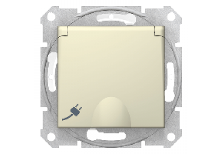 Sedna SDN3100347 - Sedna - single socket outlet, side earth - 16A IP44 shutter, lid, wo frame beige , Schneider Electric