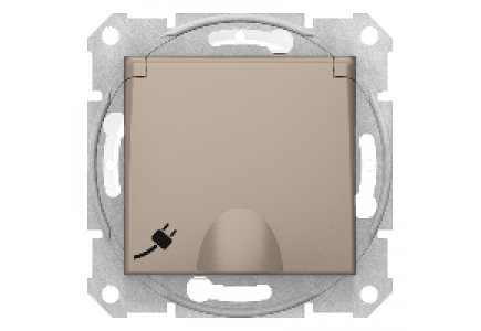 Sedna SDN3100368 - Sedna - single socket outlet, side earth - 16A IP44 shutter, lid, wo frame titan , Schneider Electric