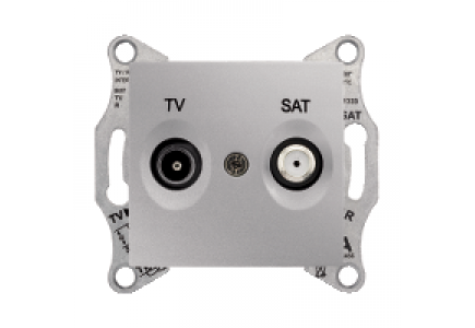 Sedna SDN3401260 - Sedna - TV-SAT intermediate outlet - 8dB without frame aluminium , Schneider Electric