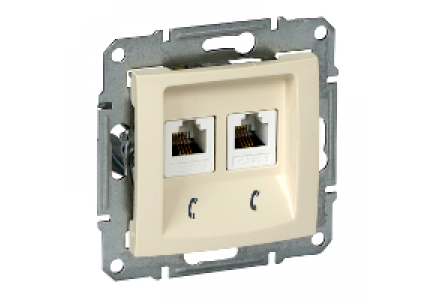Sedna SDN4201147 - Sedna - double telephone outlet - RJ11 without frame beige , Schneider Electric
