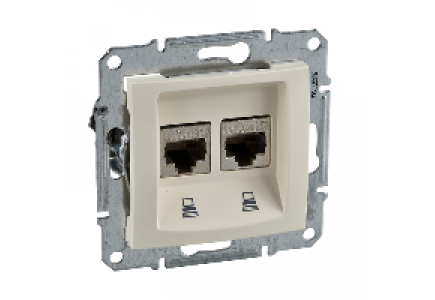 Sedna SDN4600147 - Sedna - double data outlet - RJ45 cat.5e STP without frame beige , Schneider Electric