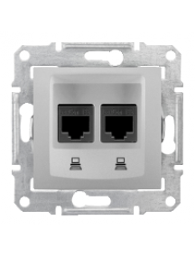 Sedna SDN4600160 - Sedna - double data outlet - RJ45 cat.5e STP without frame aluminium , Schneider Electric