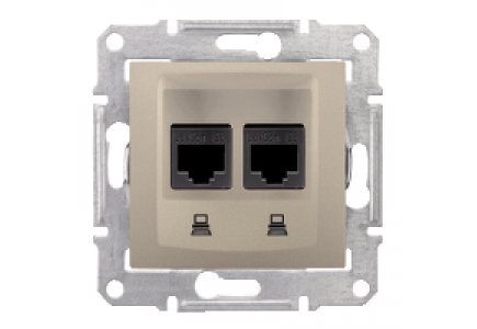 Sedna SDN4600168 - Sedna - double data outlet - RJ45 cat.5e STP without frame titanium , Schneider Electric