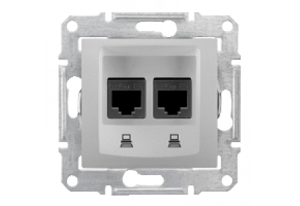 Sedna SDN5000160 - Sedna - double data outlet - RJ45 cat.6 STP without frame aluminium , Schneider Electric