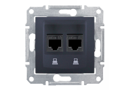 Sedna SDN5000170 - Sedna - double data outlet - RJ45 cat.6 STP without frame graphite , Schneider Electric
