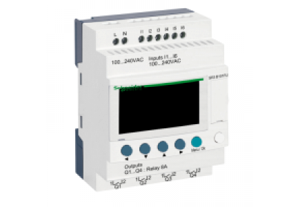 Zelio Logic SR3B101FU - Zelio Logic - relais intelligent modul.- 10 E/S - 100..240Vca - horl.- affichage , Schneider Electric