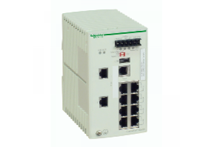 ConneXium TCSESM103F2LG0 - switch Ethernet managé standard - 8 ports cuivre - 2 ports fibre (adaptateur) , Schneider Electric