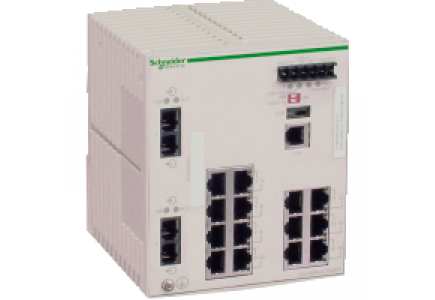 ConneXium TCSESM163F2CS0 - switch Ethernet managé standard - 14 ports cuivre - 2 ports fibre monomode , Schneider Electric