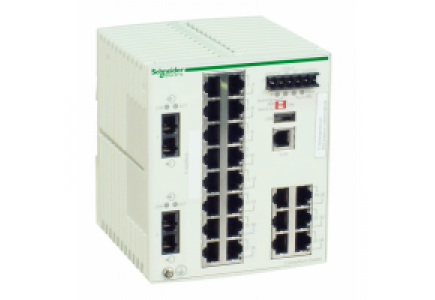 ConneXium TCSESM243F2CU0 - switch Ethernet managé standard - 22 ports cuivre - 2 ports fibre multimode , Schneider Electric