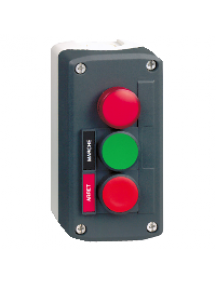 Harmony XALD XALD361B - Harmony boite - 3 boutons poussoirs Ø22 - vert /rouge/voyant rouge , Schneider Electric