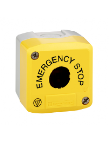 Boîtes GCR_003 - X XALK01H29 - Harmony boite - 1 trou - couvercle jaune - EMERGENCY STOP - logos EN13850 , Schneider Electric