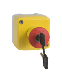 Harmony XALK XALK188E - Harmony XAL - boite jaune arrêt urgen rouge - pouss tourn à clé - 1F+1O - Ø40 , Schneider Electric