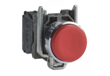 Harmony XB4 XB4BL42 - Harmony bouton-poussoir rouge Ø22 - à impulsion dépassant - 1O , Schneider Electric