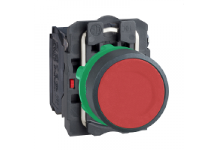 Harmony XB5 XB5AA45 - Harmony bouton-poussoir rouge Ø22 - à impulsion affleurant - 1O+1F , Schneider Electric