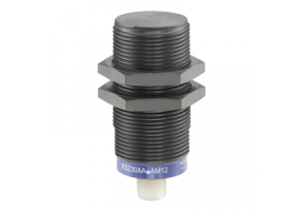OsiSense XS XS230AANAM12 - DETECTEUR INDUCTIF CYLINDRIQ M30 12 48V DC NPN NO 3FILS NON NOYABLE CONNECT M12 , Schneider Electric